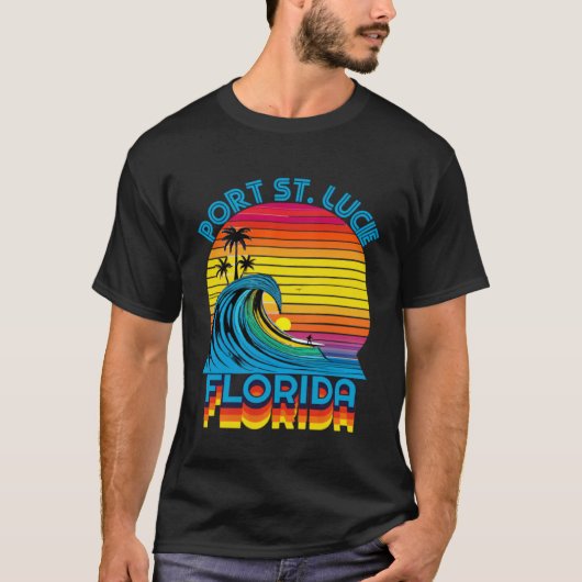 T-shirt Port St Lucie Florida Retro Throwback Surf & Beach (Devant)