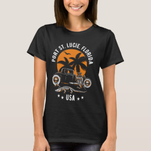 T-shirt Port St Lucie Floride Sunset Hotrod Alligator Desi