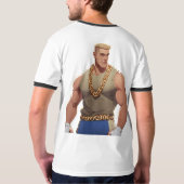 T-shirt portant une chaîne d'or (Dos entier)