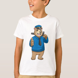 T-shirt Porter en tant qu'officier de police avec le casqu