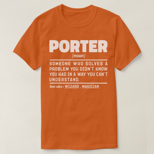 T-shirt Porter Noun Professional Hotel Worker Sarcastic (Design devant)