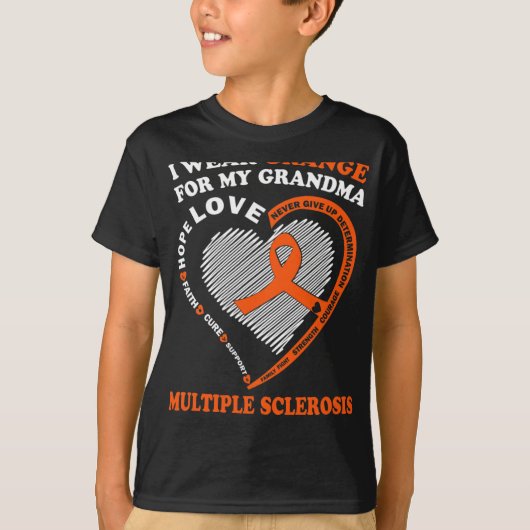 T-shirt Porter Orange Pour Ma Grand-Mère Sclérose En Plaqu (Devant)