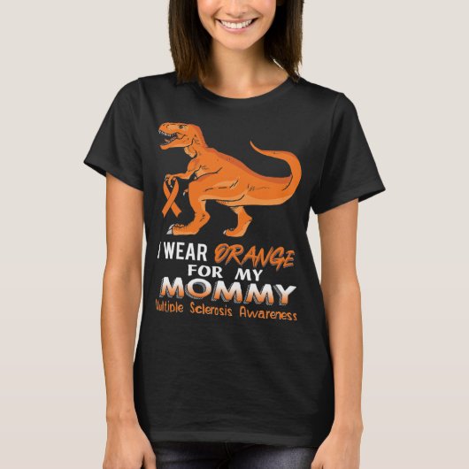T-shirt Porter Orange Pour Ma Maman Dinosaure Multiple Scl (Devant)