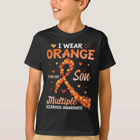 T-shirt Porter Orange Pour Mon Fils Sclérose En Plaques (Devant)
