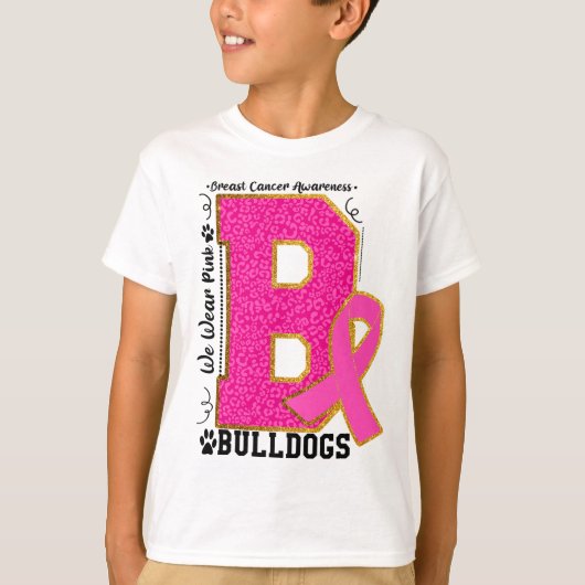 T-shirt Porter Pink Bulldogs Breast Cancer Sensibilisation (Devant)
