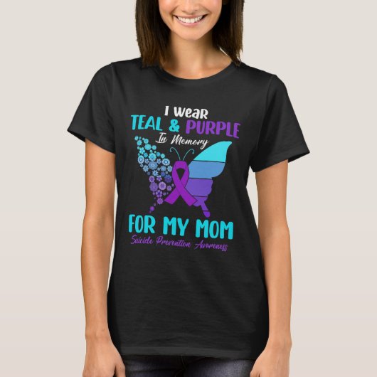 T-shirt Porter Turquoise Et Violet En Mémoire De Maman Sui (Devant)