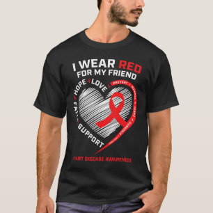 T-shirt Portez Le Rouge Pour Mon Ami Maladie Cardiaque Sen