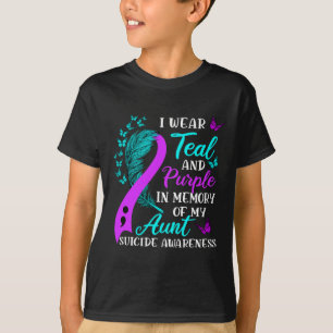T-shirt Portez Turquoise Et Violet En Mémoire De Mon Suici