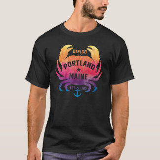 T-shirt Portland Maine Souvenir Dirigo Crab Cute Rainbow T