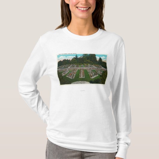 T-shirt Portland, OregonView des jardins d'essai de rose (Devant)