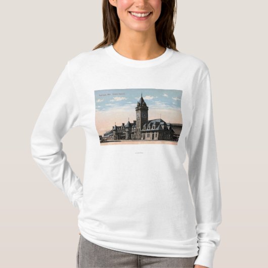 T-shirt Portland, vue de chemin de fer de station de (Devant)