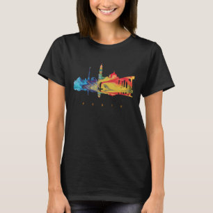 T-shirt Porto Portugal Front de Rivière Bleu Artistique Vo