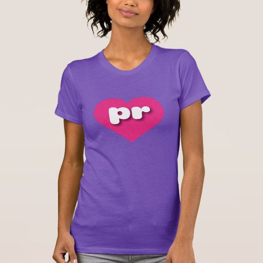 T-shirt Porto Rico coeur rose chaud - J'aime pr (Devant)