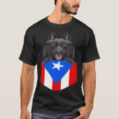 T-shirt Porto Rico Drapeau Chien Schipperke À Poche (Devant)