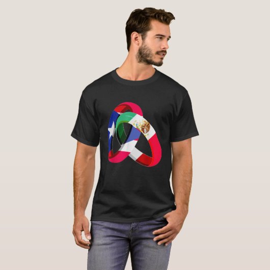 T-shirt Porto Rico Drapeau Mexique Grown Ring Mariage mari (Devant entier)
