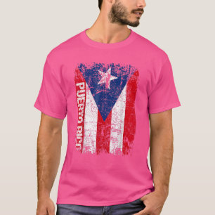 T-shirt PORTO RICO Drapeau Vintage Blanc Gris Heather PORT
