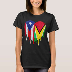 T-shirt Porto Rico Haïti Drapeau Cœur Citoyen Élevé Patrio