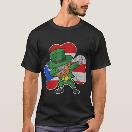 T-shirt Porto Rico irlandaise Dabbing Leprechaun St patric (Devant)