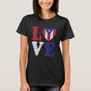 T-shirt Porto Rico Love Drapeau Coeur Drapeau Portoricain