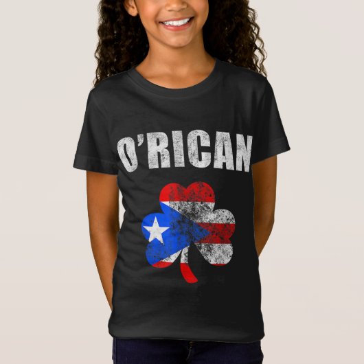 T-Shirt Porto Rico Saint Patrick's Day O'Rican Shamrock Fl (Devant)