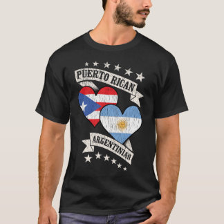 T-shirt Portoricain argentin drapeaux cardiaques