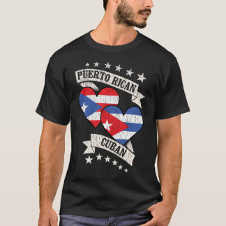 T-shirt Portoricain Cuba Coeurs drapeaux