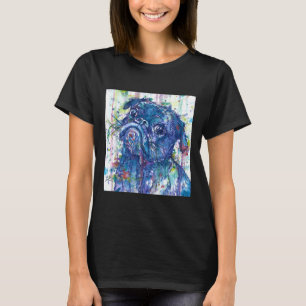 T-shirt portrait à l'aquarelle et à l'encre de PUG 602