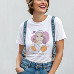 T-shirt portrait abstrait minimaliste personnalisé