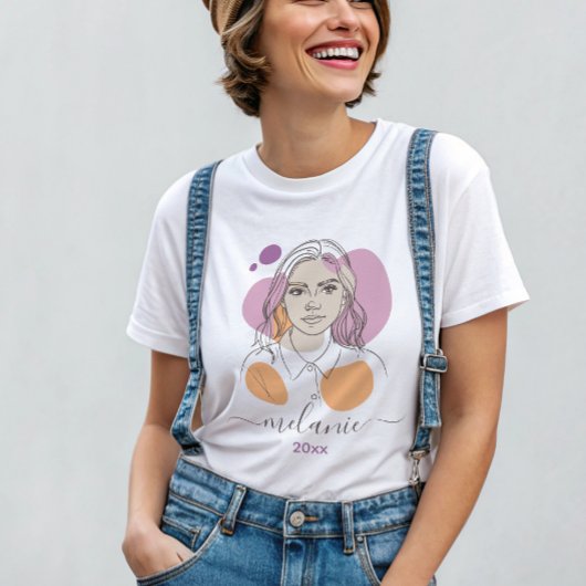 T-shirt portrait abstrait minimaliste personnalisé