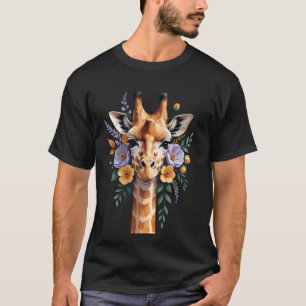 T-shirt Portrait Animalier Floral de Girafe