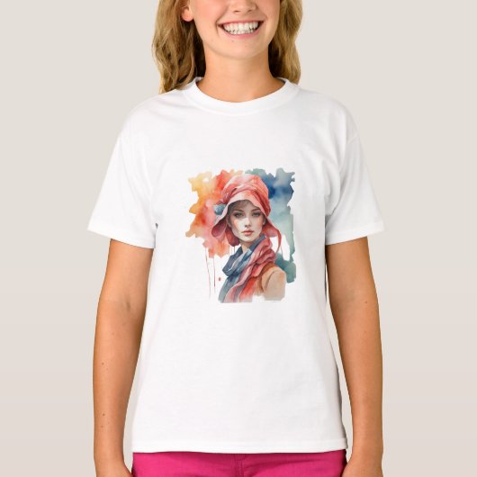 T-shirt Portrait Aquarelle (Devant)
