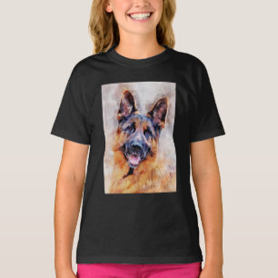 T-shirt Portrait aquarelle de berger allemand 01
