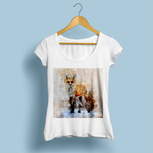T-shirt Portrait aquarellé du renard roux 02