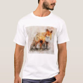 T-shirt Portrait aquarellé du renard roux 04 (Devant)