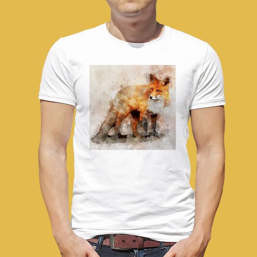 T-shirt Portrait aquarellé du renard roux 04