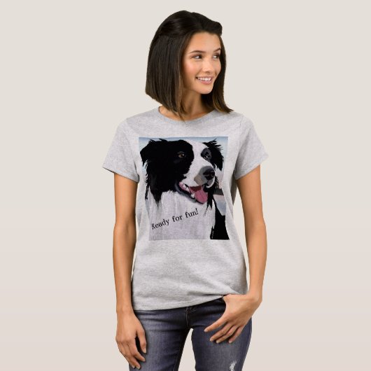 T-shirt Portrait Collie Bordure de chien animal de compagn (Devant entier)