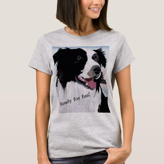 T-shirt Portrait Collie Bordure de chien animal de compagn (Devant)