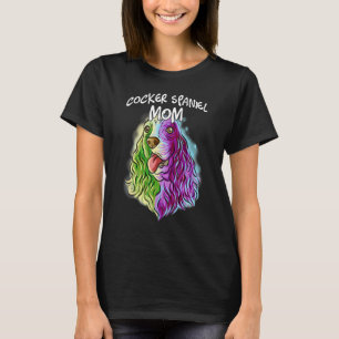 T-shirt Portrait Coloré Chien Cocker Spaniel Maman Fête de