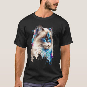 T-shirt Portrait Coloré de Chat Ragdoll Mignon