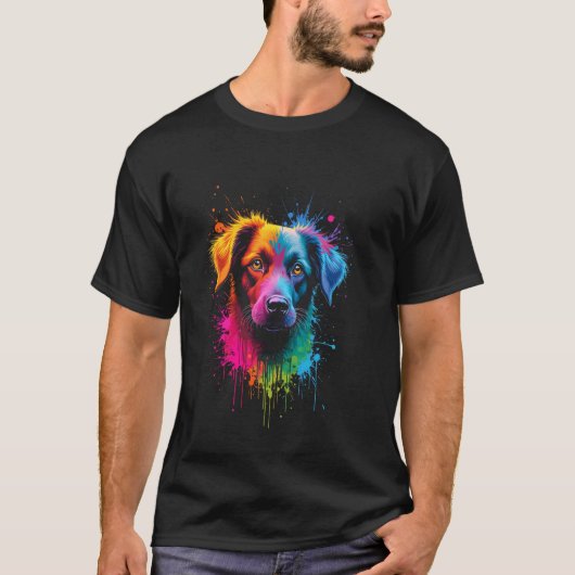 T-shirt Portrait coloré de chien (Devant)