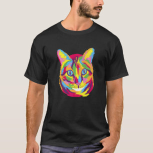 T-shirt Portrait coloré dessiné d'un chat domestique