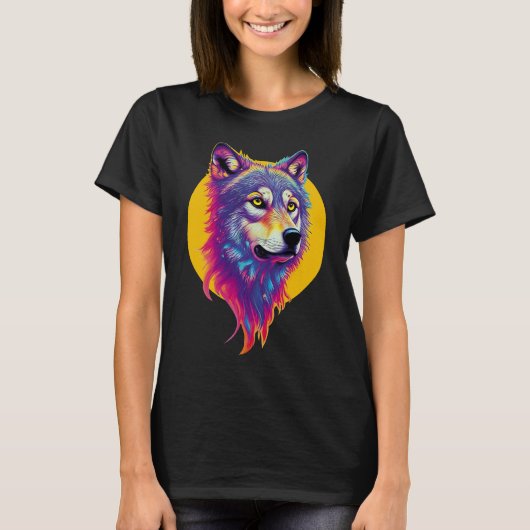 T-shirt Portrait couleur Wolf (Devant)
