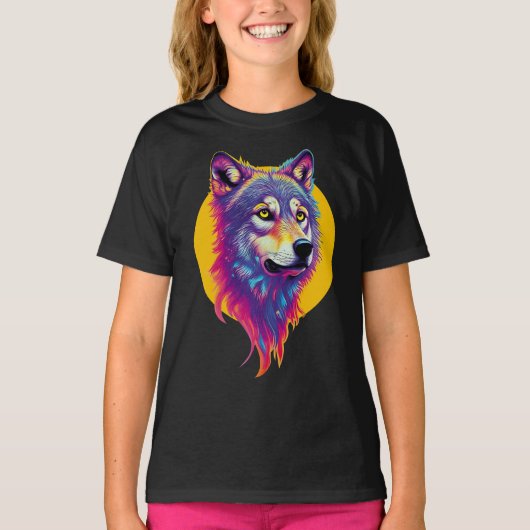 T-shirt Portrait couleur Wolf (Devant)