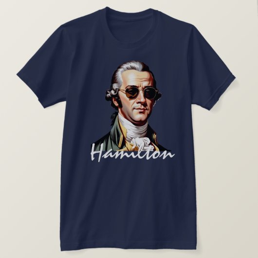 T-shirt Portrait d'Alexander Hamilton en lunettes de solei (Design devant)