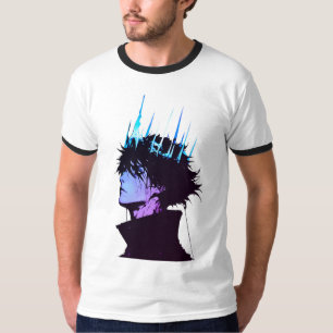 T-shirt Portrait d'anime roi gothique masculin avec couron