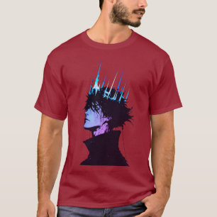 T-shirt Portrait d'anime roi gothique masculin avec couron