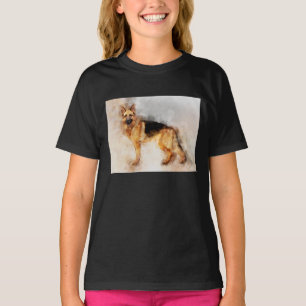 T-shirt Portrait d'aquarelle de chien berger allemand 02
