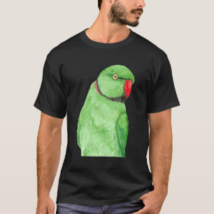 T-shirt Portrait d'aquarelle de perruche à anneau rose