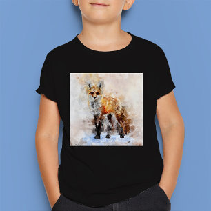 T-shirt Portrait d'aquarelle Red Fox 02