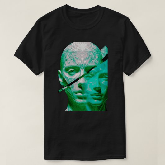 T-shirt Portrait d'art texturé à double perception - Abstr (Design devant)